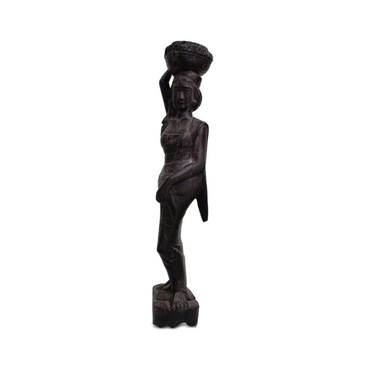 Statue Java Porteuse – sculpture en teck 53 cm