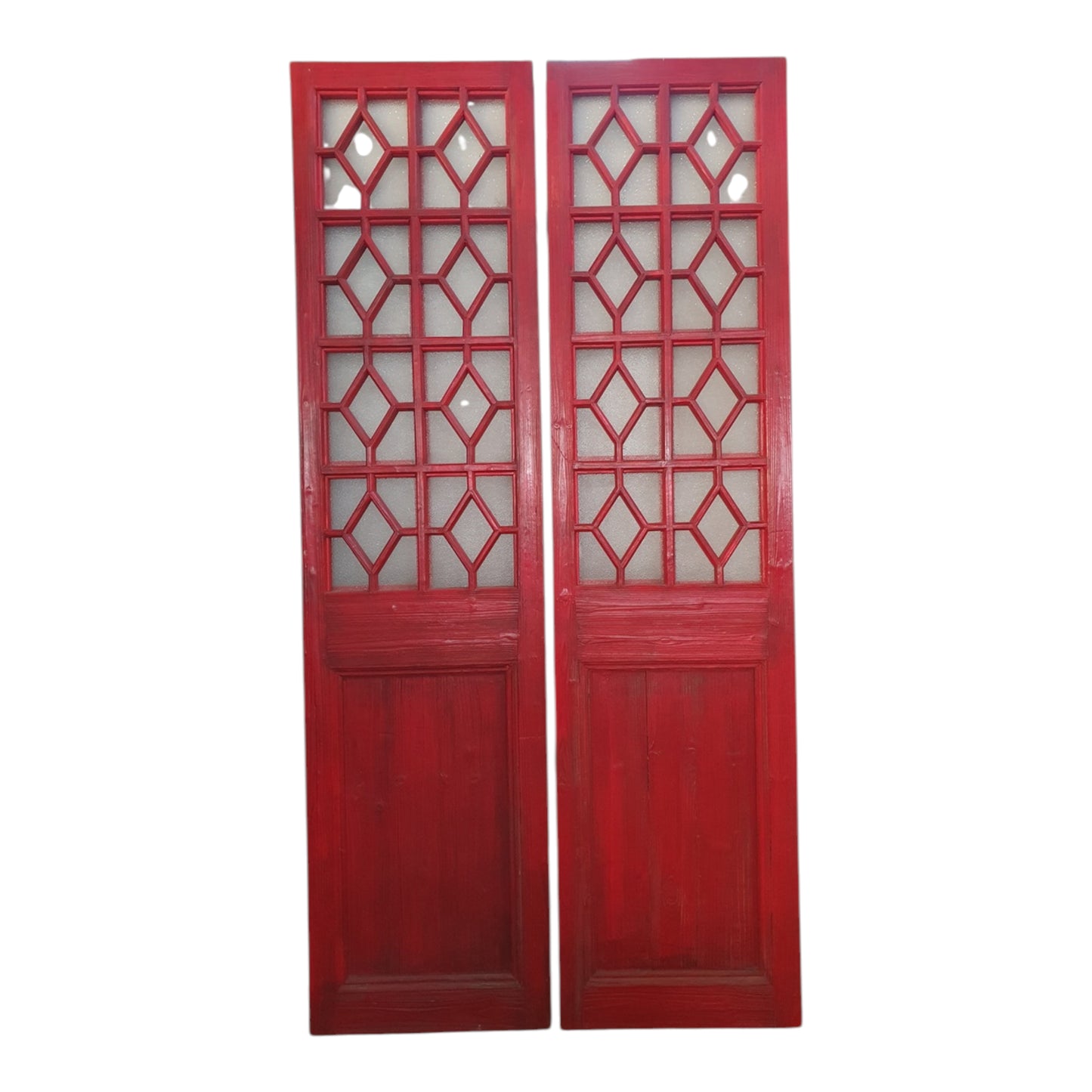 Double porte en pin et verre opaque – 128 × 5 × H247 cm