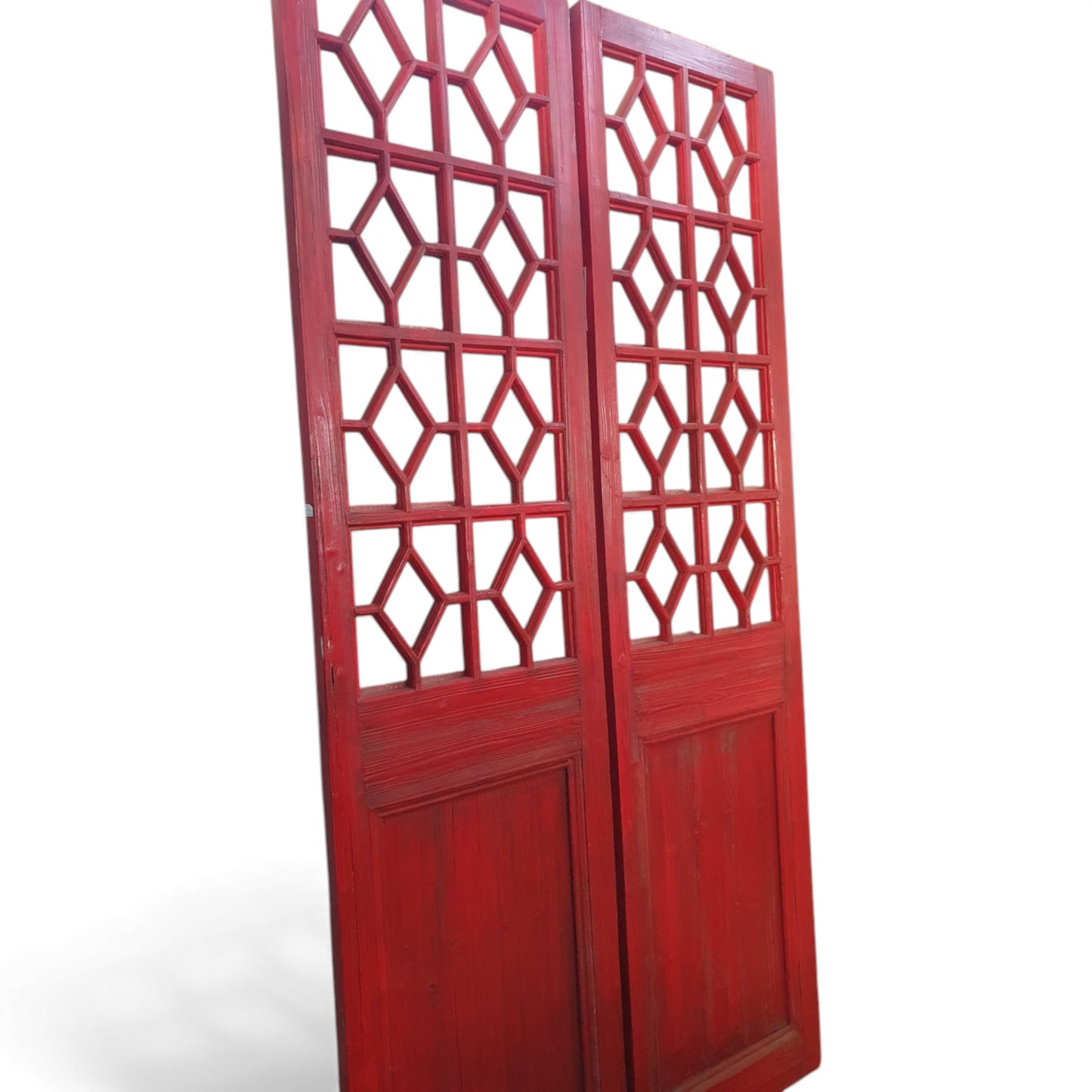 Double porte en pin et verre opaque – 128 × 5 × H247 cm