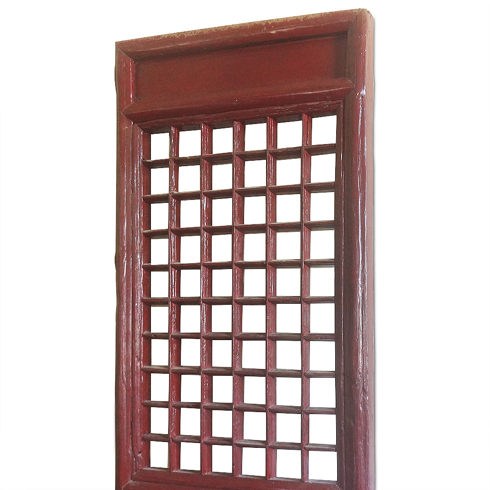 Panneau en bois laqué rouge – 58 × 6 × H198 cm