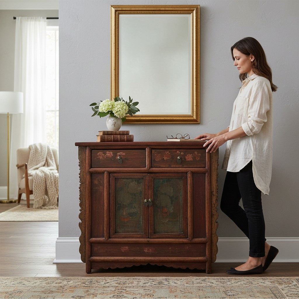 Buffet Chinois décor sculpté - 103cm