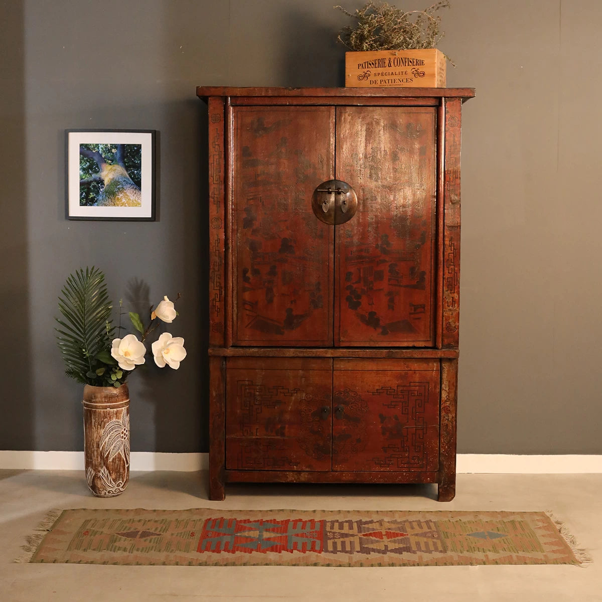 Armoire Coromandel Brune - 116 x 50 x 177 cm, Shanxi 19ème