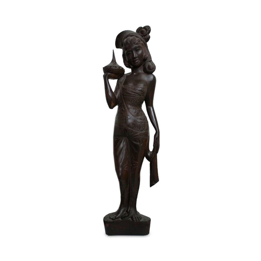 Statue Java Offrande – sculpture en teck 58 cm