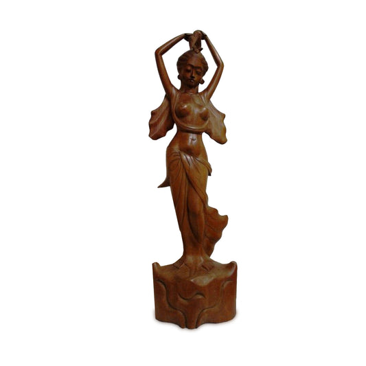 Statue Java Danseuse céleste – sculpture en teck 60 cm
