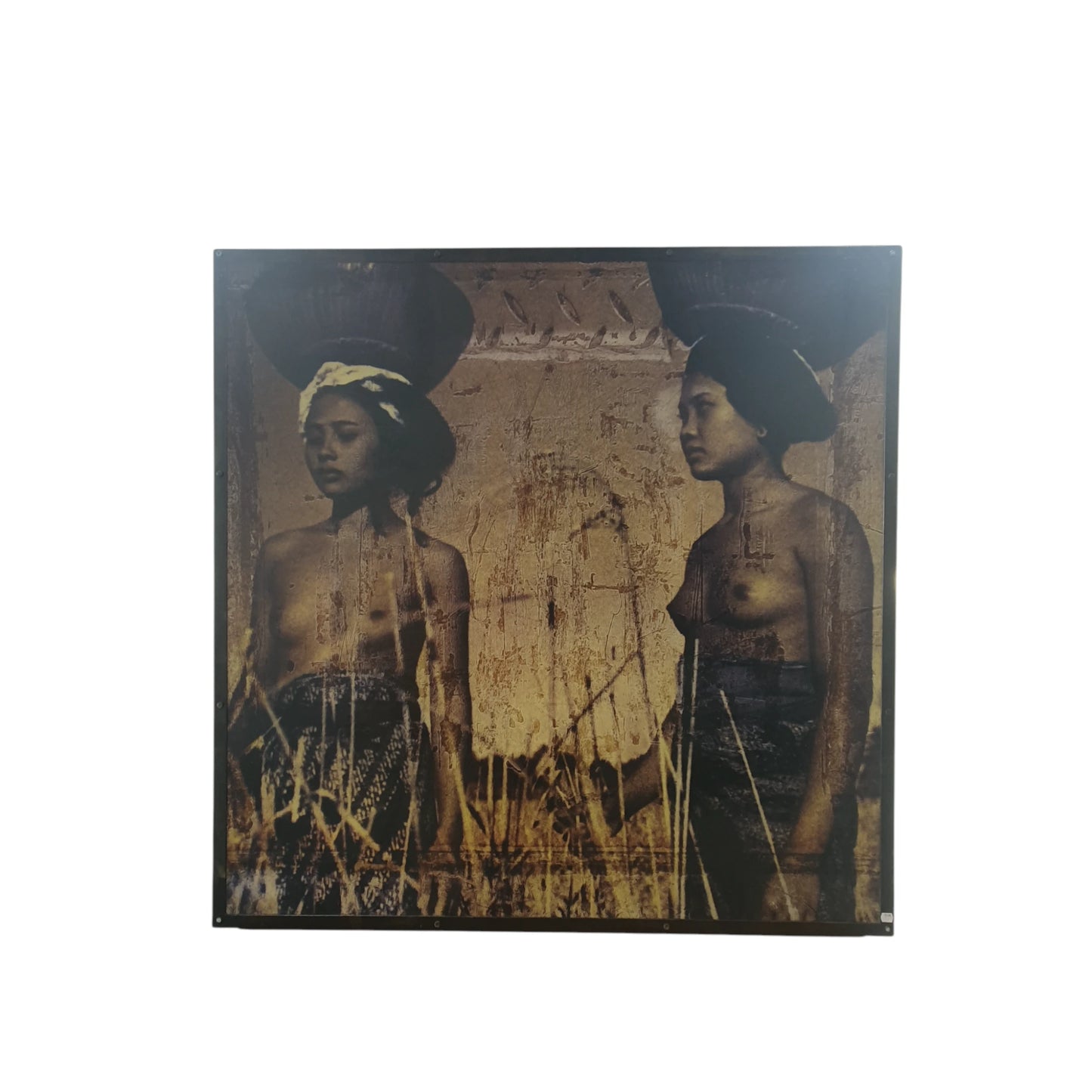 Tableau mural en métal 120x120 représentant deux femmes balinaises