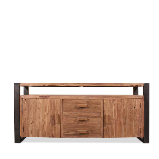 Buffet design et fonctionnel : Le buffet FACTORY allie esthétique et praticité. Teck recyclé, métal noir, fabrication artisanale. Un meuble unique pour votre intérieur.