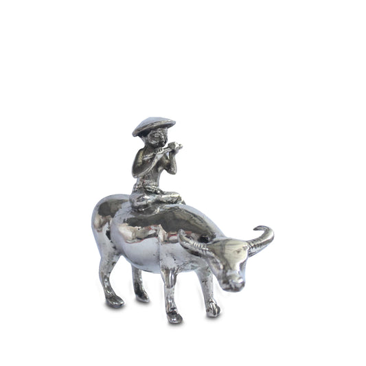 Figurine en laiton – Joueur de flûte sur buffle – 3 finitions