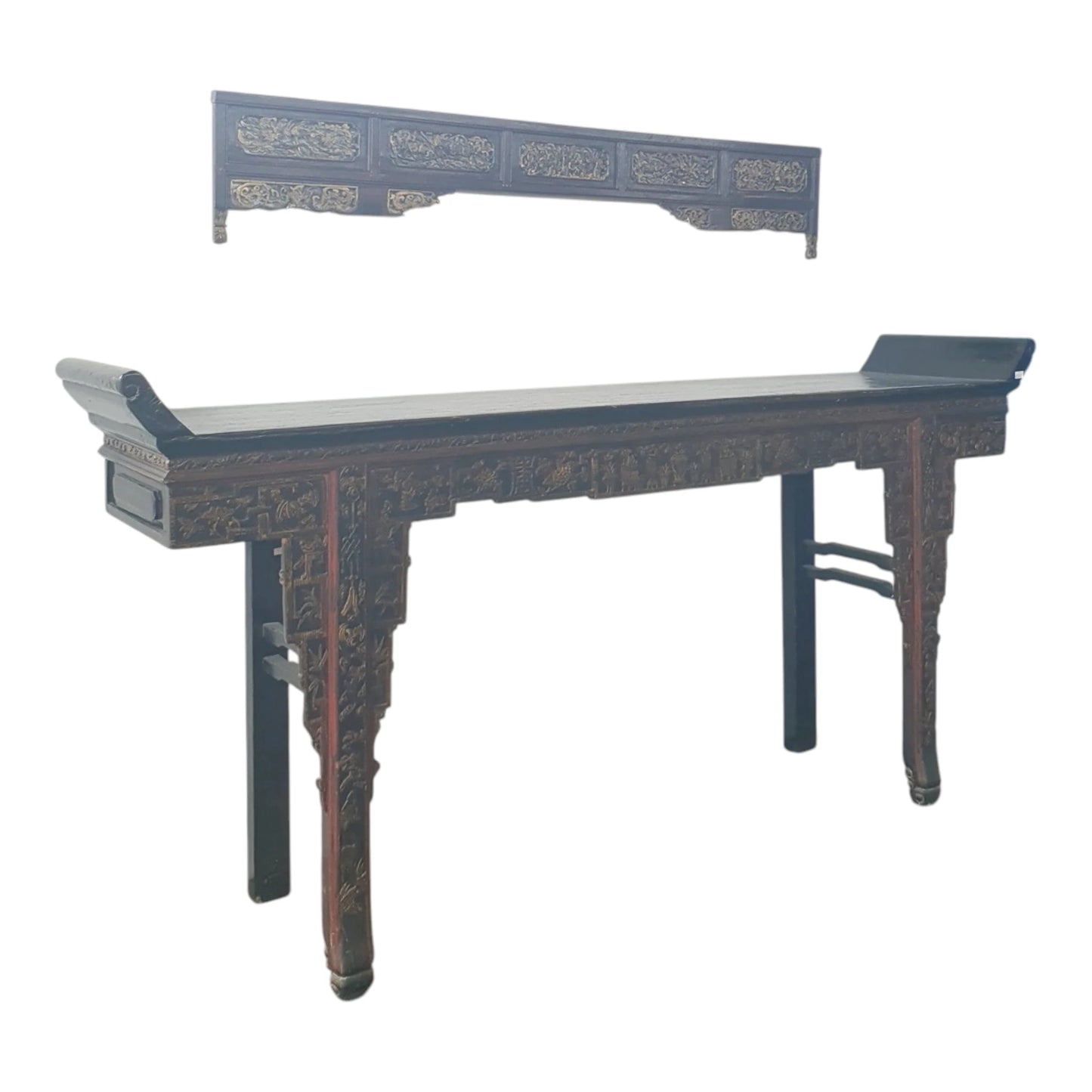 Console de temple en orme sculpté – Shaanxi fin XIXᵉ siècle – 273 cm