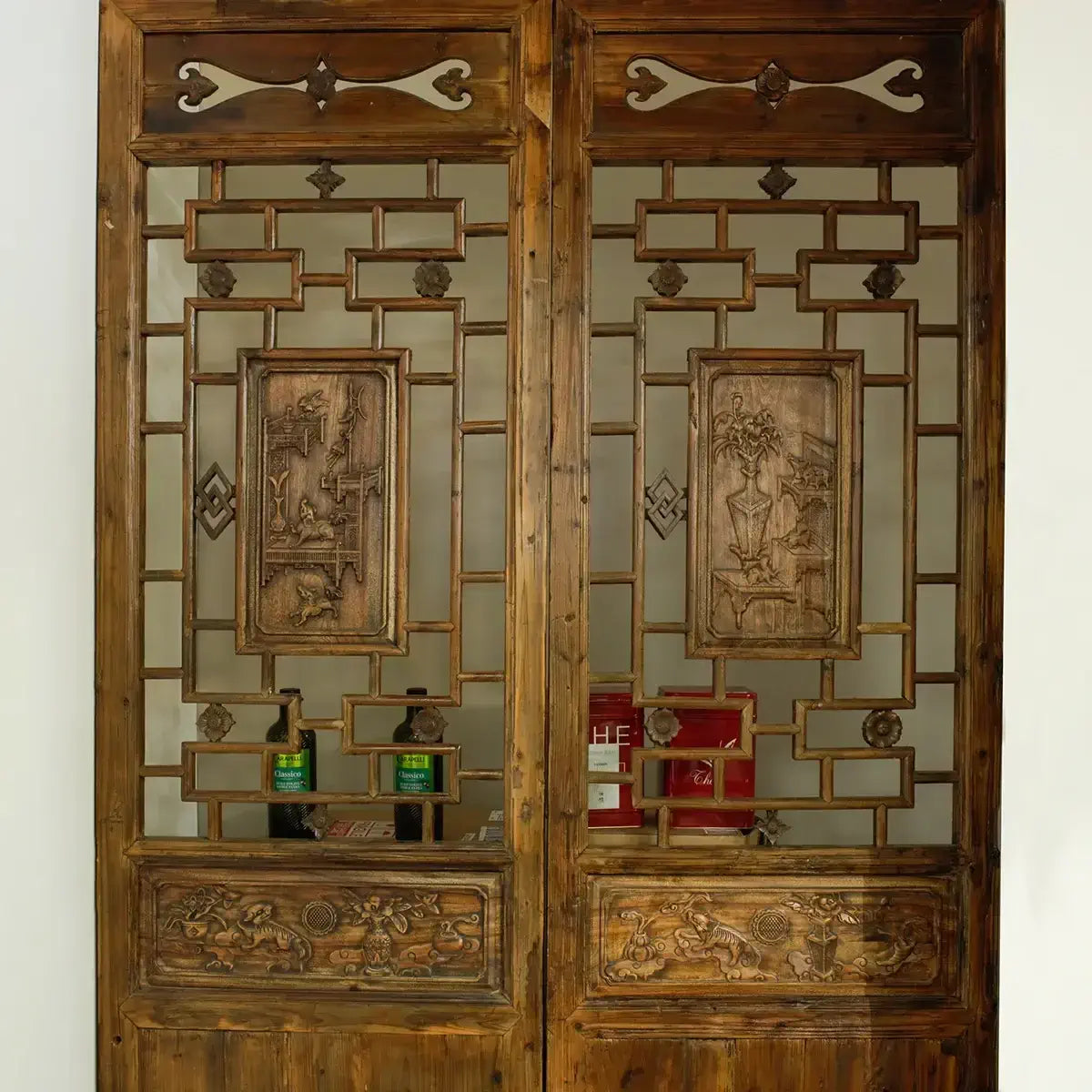 Panneaux en bois sculpté, Shaanxi, Chine, 19ème siècle, art asiatique, décoration intérieure, porte décorative, cloison, pièce murale unique.