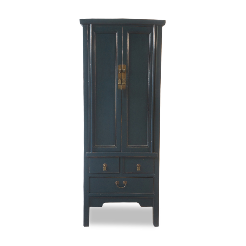 Armoire chinoise ancienne laque bleue