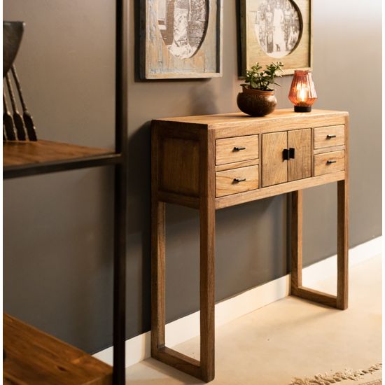 Console en bois massif de forme design, un meuble d'appoint parfait dans l'entrée et le salon