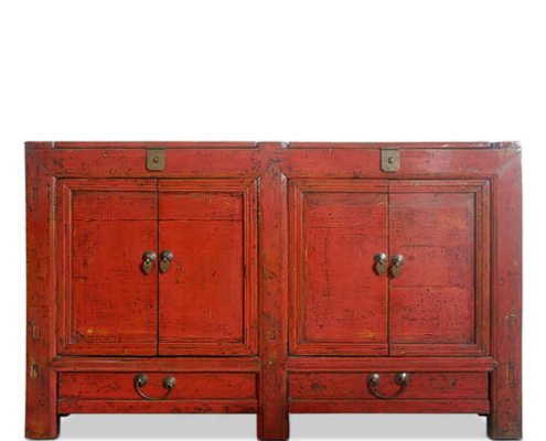 Buffet chinois ancien laque rouge
