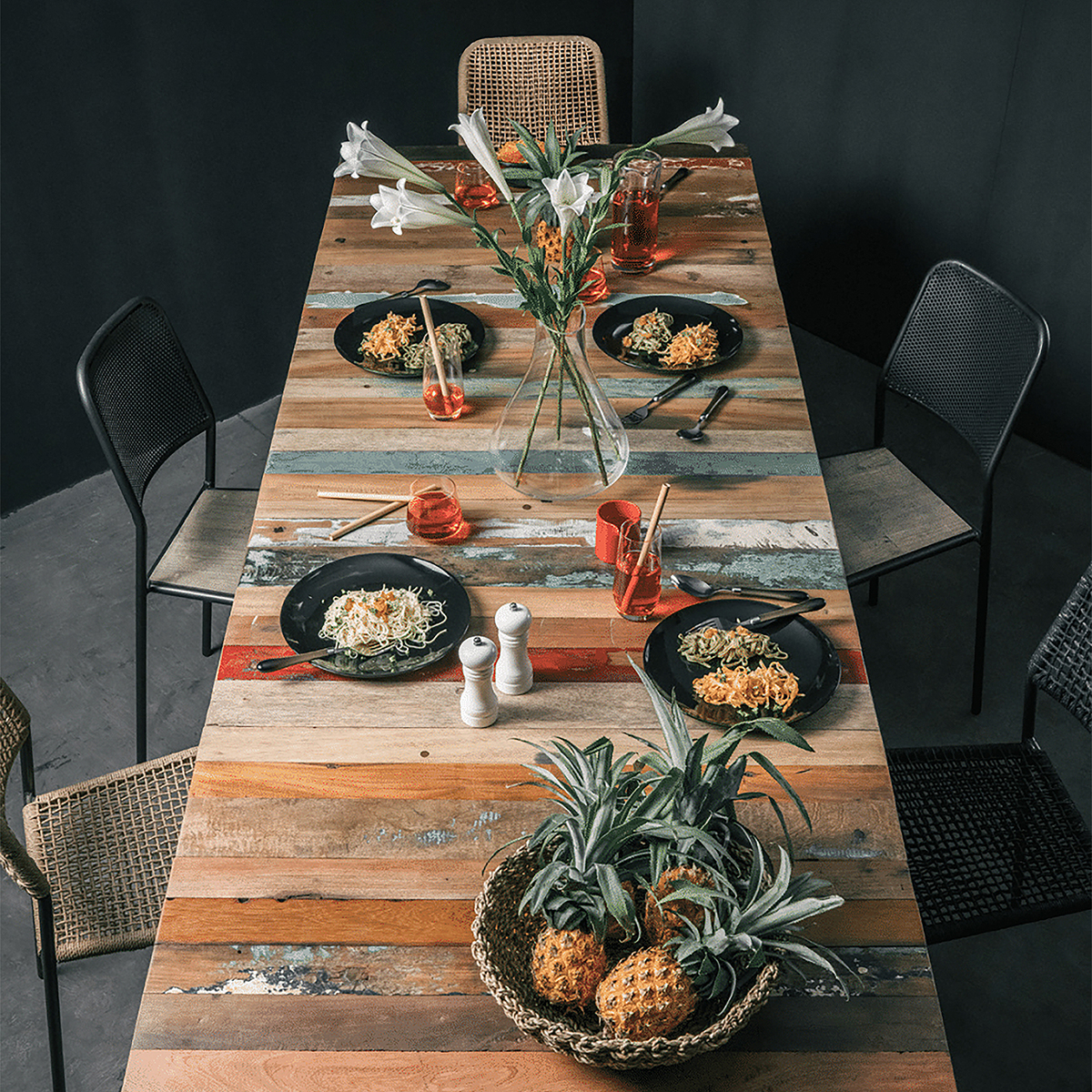 Table à manger industrielle bois métal EDITO