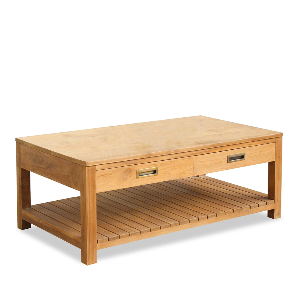table basse en teck naturel rectangulaire 120x65cm